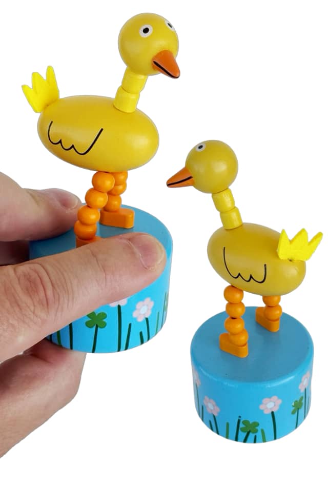 Cute Yellow Duck Wooden Thumb Puppet Toy