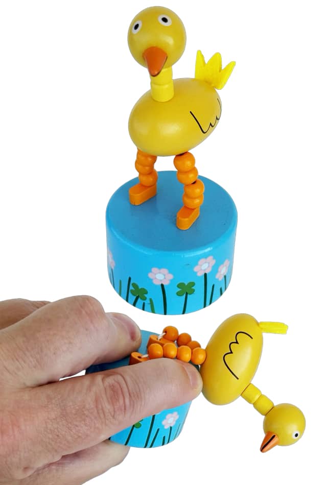 Cute Yellow Duck Wooden Thumb Puppet Toy