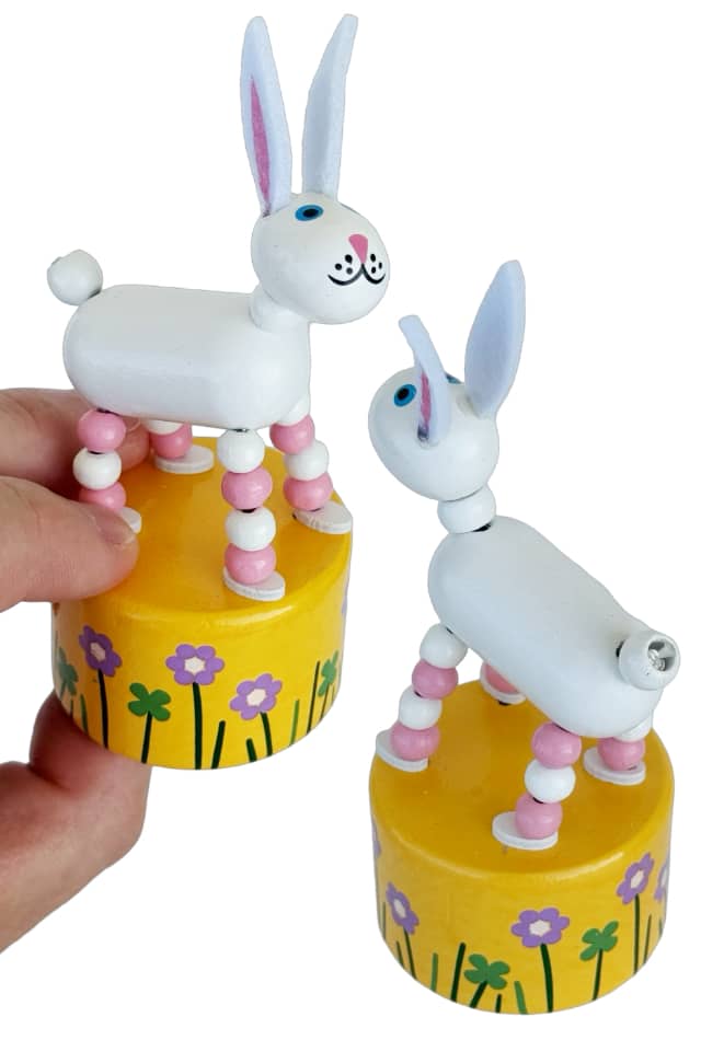 Cute White Bunny Wooden Thumb Puppet Toy