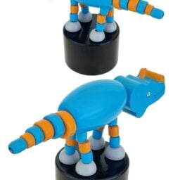 Triceratops Blue Dinosaur Wooden Thumb Puppet Toy