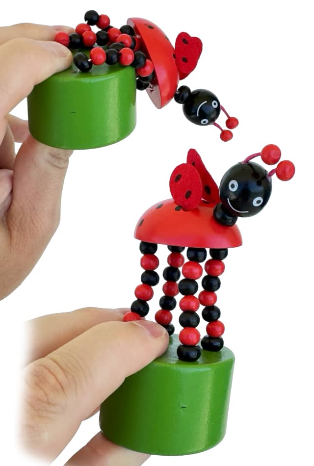 Lady Bug Wooden Thumb Puppet Happy Bug Toy