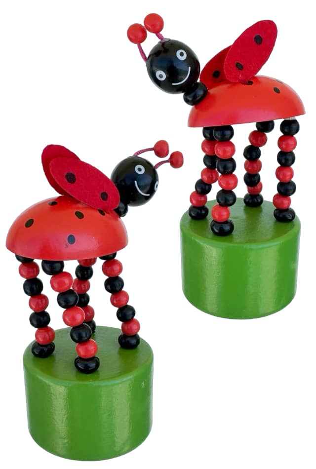 Lady Bug Wooden Thumb Puppet Happy Bug Toy