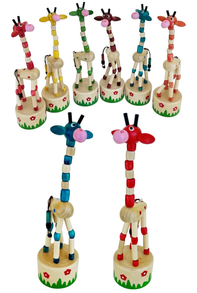 One Tall Giraffe Wooden Thumb Puppet Toy