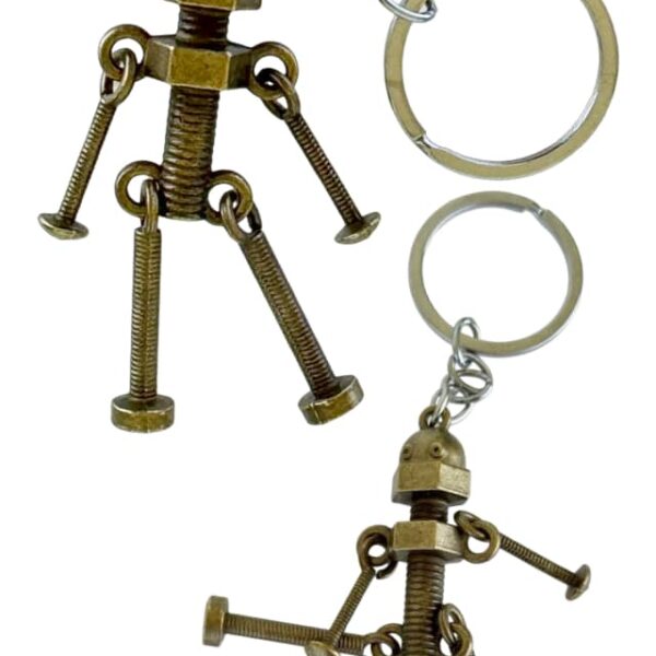Robot Keyring Bronze Metal Bolts and Screws - Tin Toy Arcade