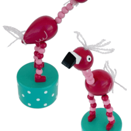 Pink Flamingo Wooden Thumb Push Puppet Toy