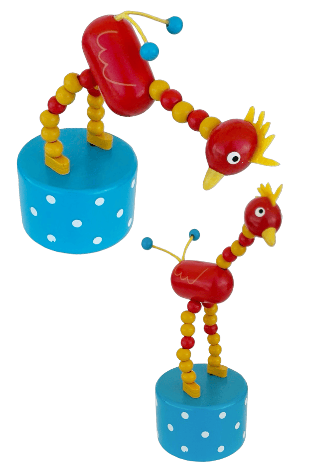 Red Rooster Wooden Thumb Push Puppet Toy