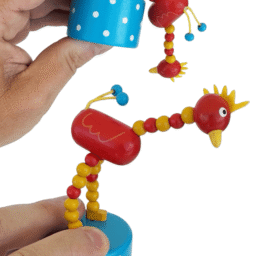 Red Rooster Wooden Thumb Push Puppet Toy