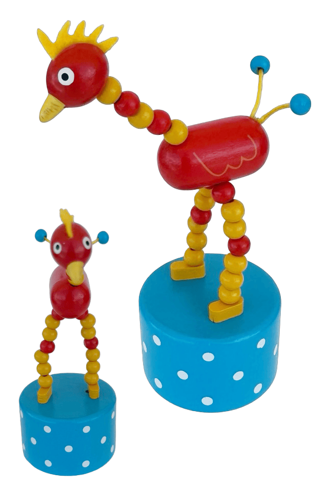 Red Rooster Wooden Thumb Push Puppet Toy