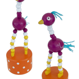 Purple Ostrich Wooden Thumb Push Puppet Toy