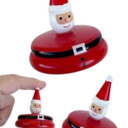 One Santa Wooden Top : Vintage Christmas : Spinning Toy