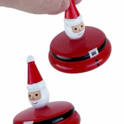 One Santa Wooden Top : Vintage Christmas : Spinning Toy